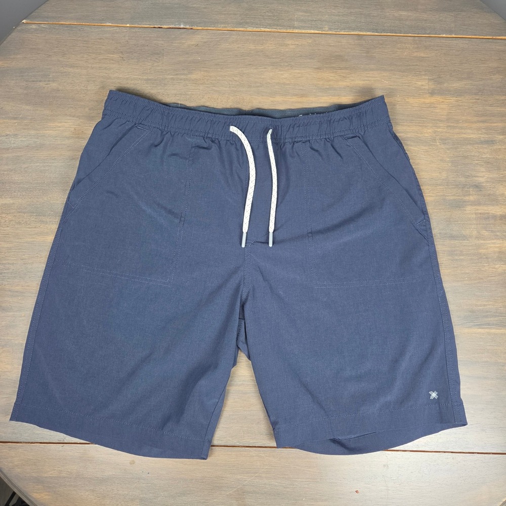 Kenneth Cole Men's XL Hybrid Swim Trunks 8" Inseam Zip Pocket Stretch Navy Blue